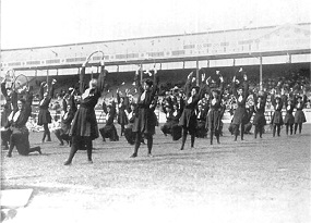 A display from the 1908 British women’s Olympic gymnastic team