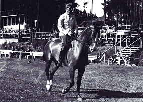 A rider practices in Helsinki at the 1952 Summer Olympics