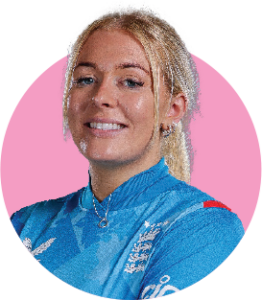Photo of Sarah Glover within a pink circle