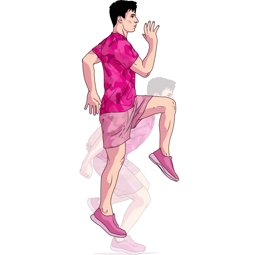 Illustration of a man doing a Single leg hop with stick landing