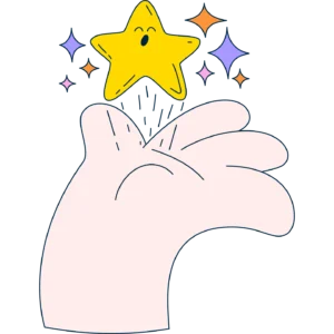 Illustration of a hand with a star jumping from it's hand