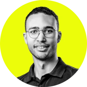 James Mulley on a yellow circle background