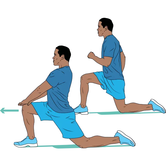 Illustration of a man doing Lunge hip flexor stretch