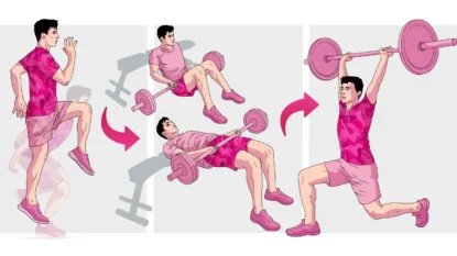Montage of Illustrations of a man doing worksouts