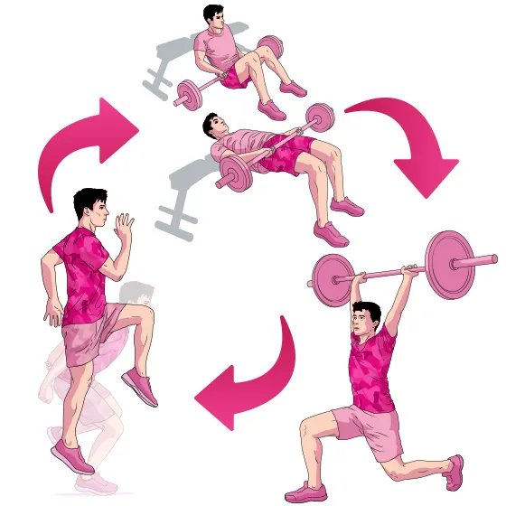 Montage of Illustrations of a man doing worksouts