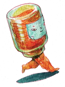 An illustration of a running jar of kimchi