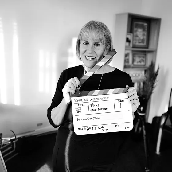 Sue-Anstiss-on-set-of-Game-On-documentary-about-the-rise-of-women-in-sport