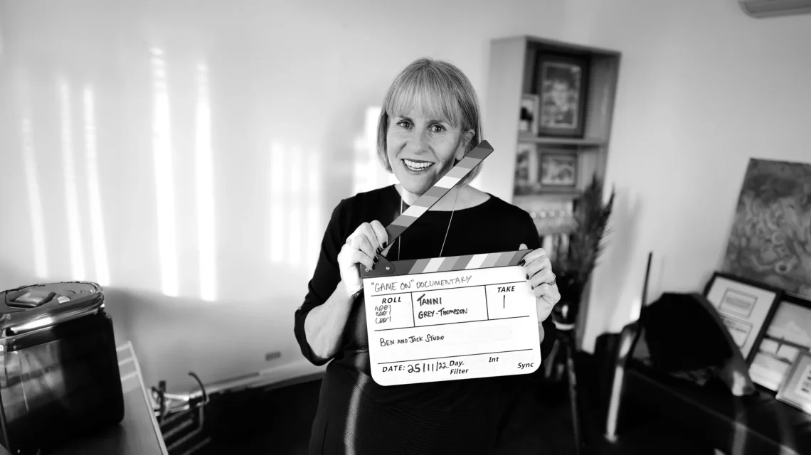 Sue-Anstiss-on-set-of-Game-On-documentary-about-the-rise-of-women-in-sport