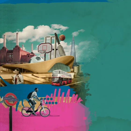 Illustration of urban elements in London by Bill McConkey