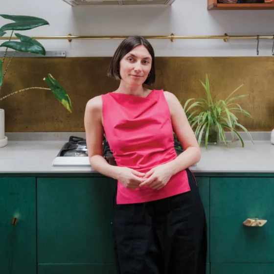Christina Soteriou in the kitchen author of Big Veg Energy