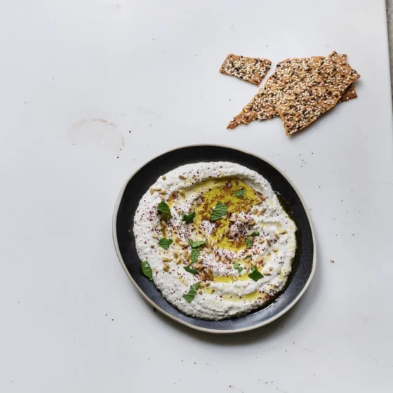 Try this Mediterranean inspired lemony sunflower seed dip – a creamy, plant-based labneh-style recipe by chef Christina Soteriou.