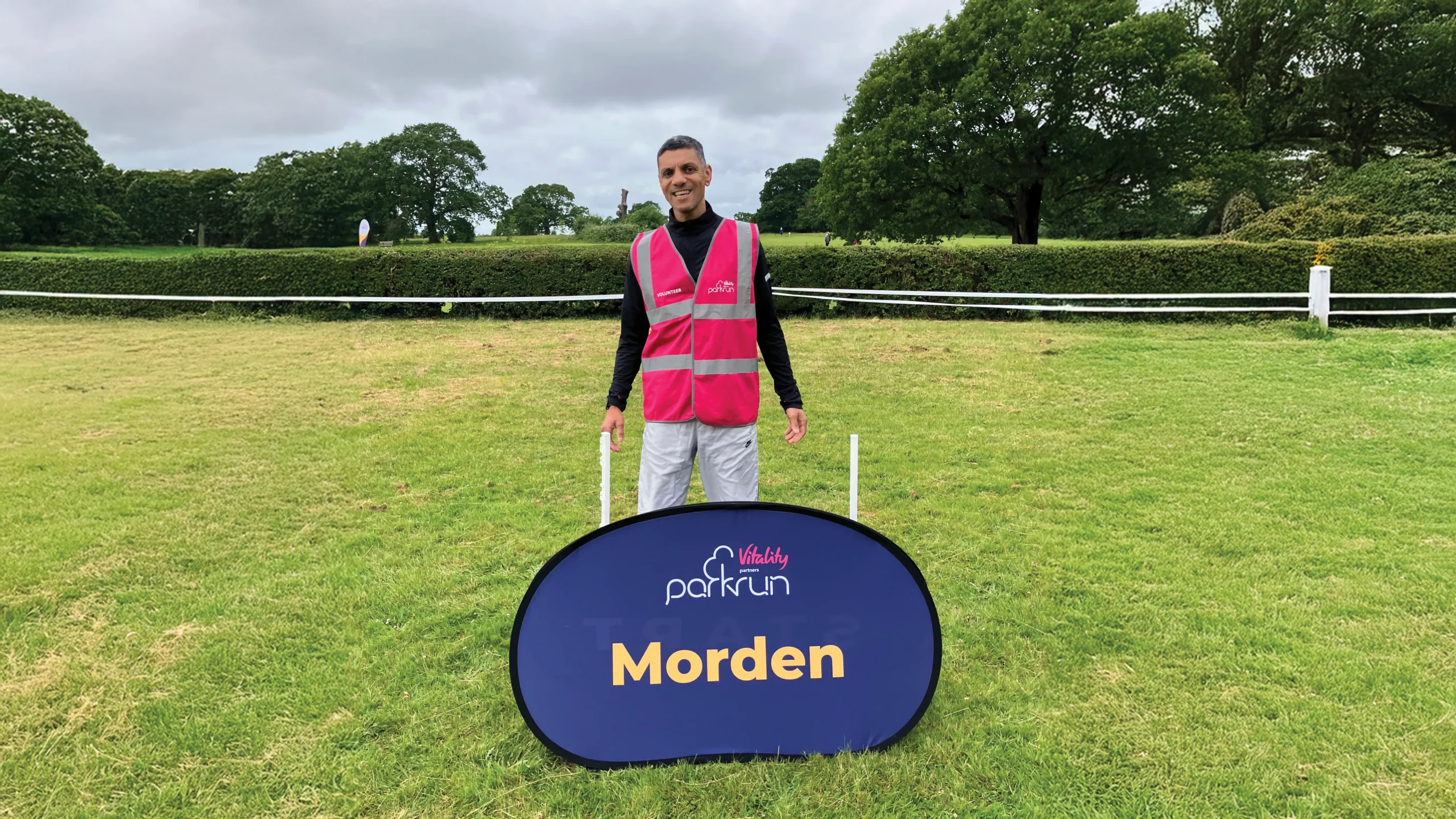 Jas Dhalley is a parkrun volunteer in the borough of Morden, Greater London
