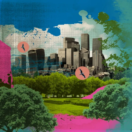 Hidden green trees and parks in busy urban landscapes illustrated