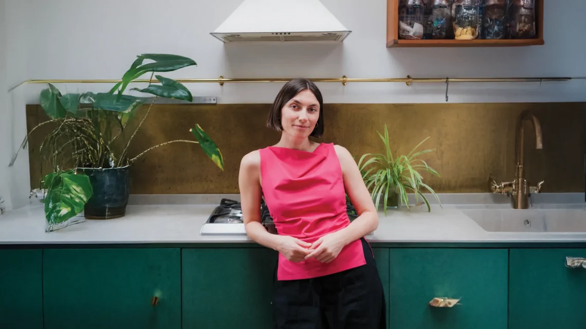 Christina Soteriou in the kitchen author of Big Veg Energy